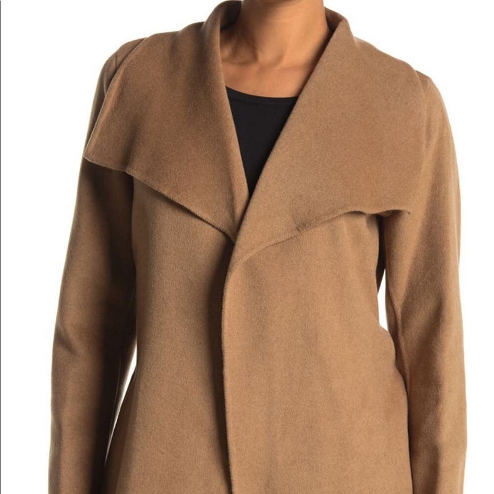 TAHARI Ella Wing Tie Waist Wool Blend Coat - Picture 3 of 7